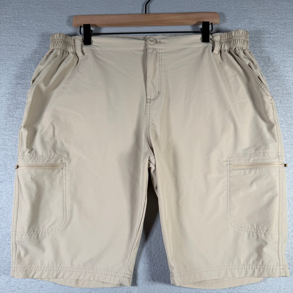 Willit Mens Cargo Hiking‎ Shorts XXL Khaki Tan Nylon Spandex Stretch Quick Dry